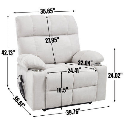 Oversized Power Lift Recliner with Dual Motor, Massage and Heat - 1st Choice Furniture Direct