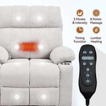 Oversized Power Lift Recliner with Dual Motor, Massage and Heat - 1st Choice Furniture Direct