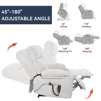 Oversized Power Lift Recliner with Dual Motor, Massage and Heat - 1st Choice Furniture Direct