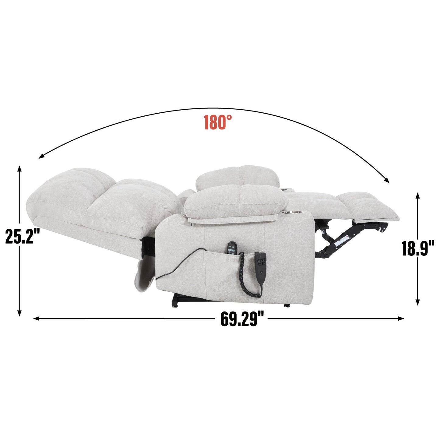 Oversized Power Lift Recliner with Dual Motor, Massage and Heat - 1st Choice Furniture Direct