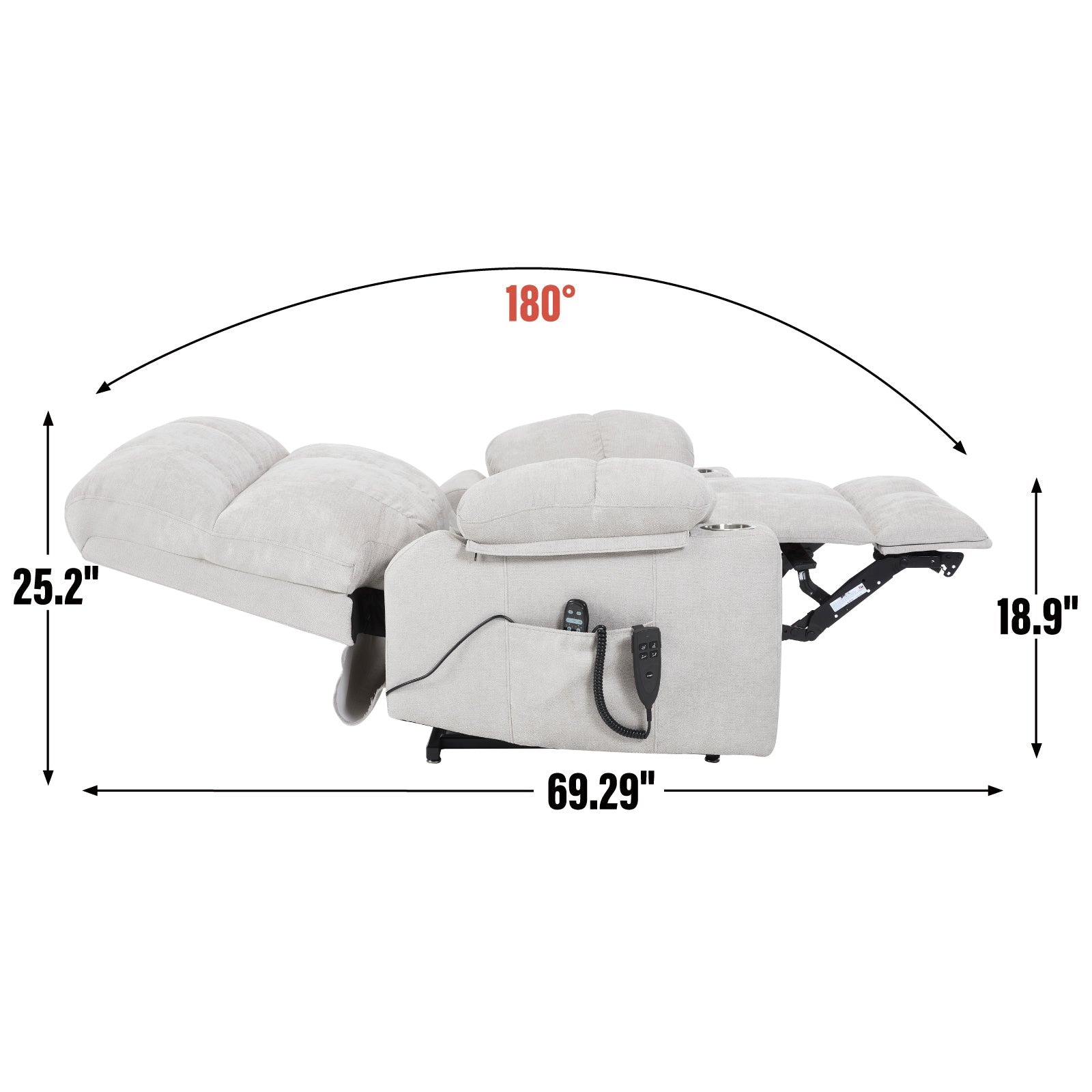 Oversized Power Lift Recliner with Dual Motor, Massage and Heat - 1st Choice Furniture Direct