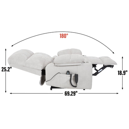 Oversized Power Lift Recliner with Dual Motor, Massage and Heat - 1st Choice Furniture Direct