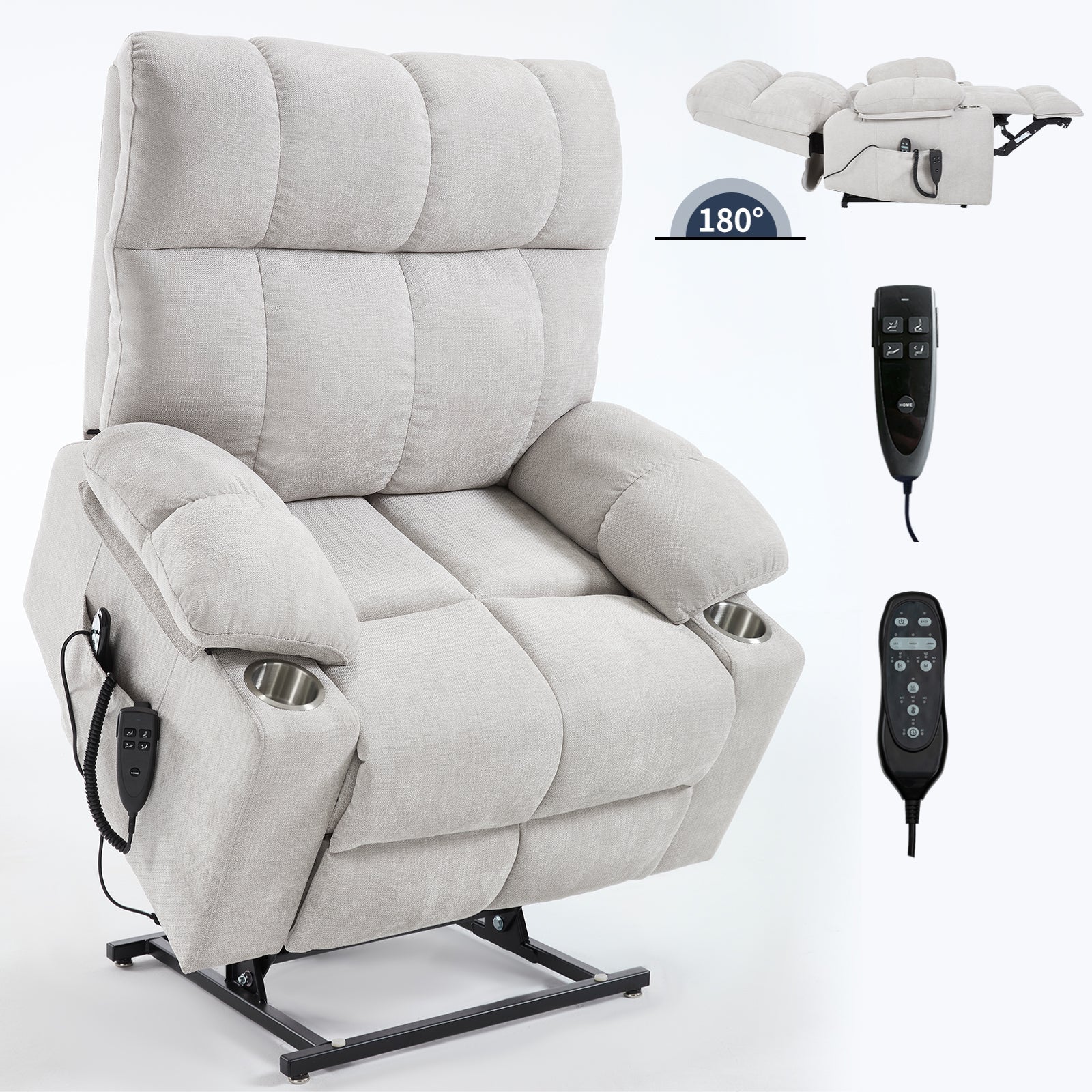 Oversized Power Lift Recliner with Dual Motor, Massage and Heat - 1st Choice Furniture Direct