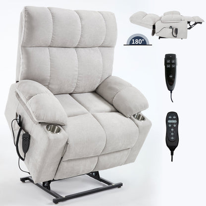 Oversized Power Lift Recliner with Dual Motor, Massage and Heat - 1st Choice Furniture Direct