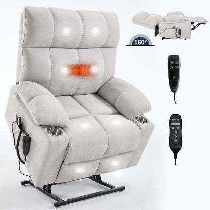 Oversized Power Lift Recliner with Dual Motor, Massage and Heat - 1st Choice Furniture Direct