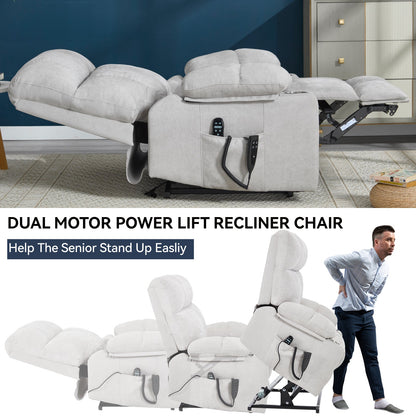 Oversized Power Lift Recliner with Dual Motor, Massage and Heat - 1st Choice Furniture Direct