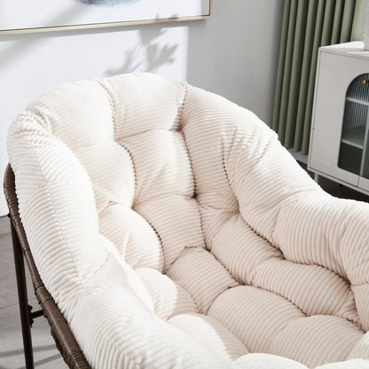 Oversized White Outdoor Rattan Rocking Chair with Cushion - 1st Choice Furniture Direct