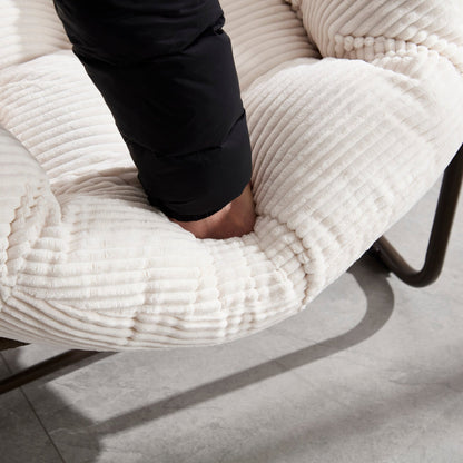 Oversized White Outdoor Rattan Rocking Chair with Cushion - 1st Choice Furniture Direct