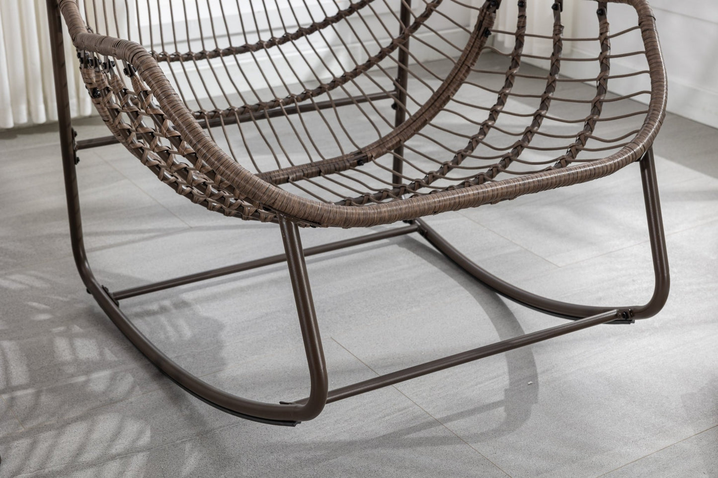 Oversized White Outdoor Rattan Rocking Chair with Cushion - 1st Choice Furniture Direct