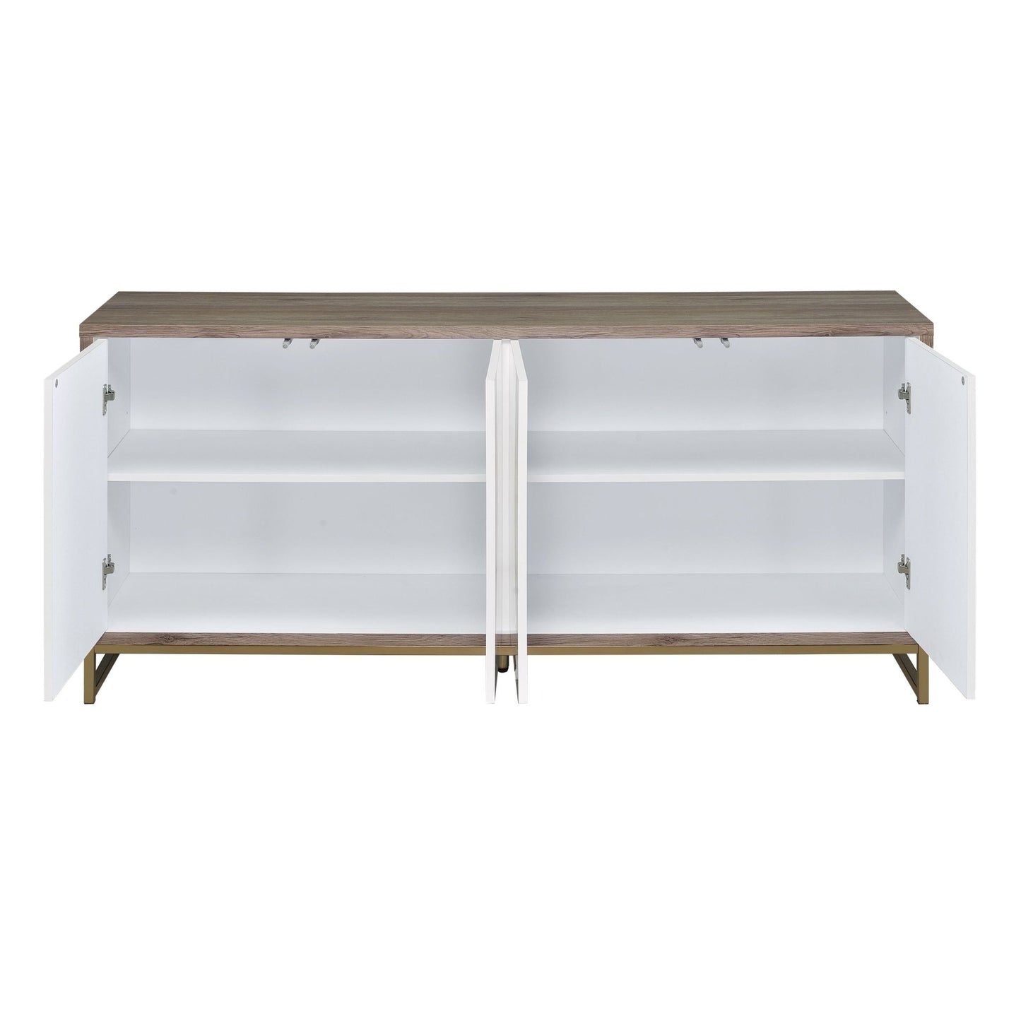 Paavan White Marble Paint Oak & Champagne Finish Console Cabinet - 1st Choice Furniture Direct