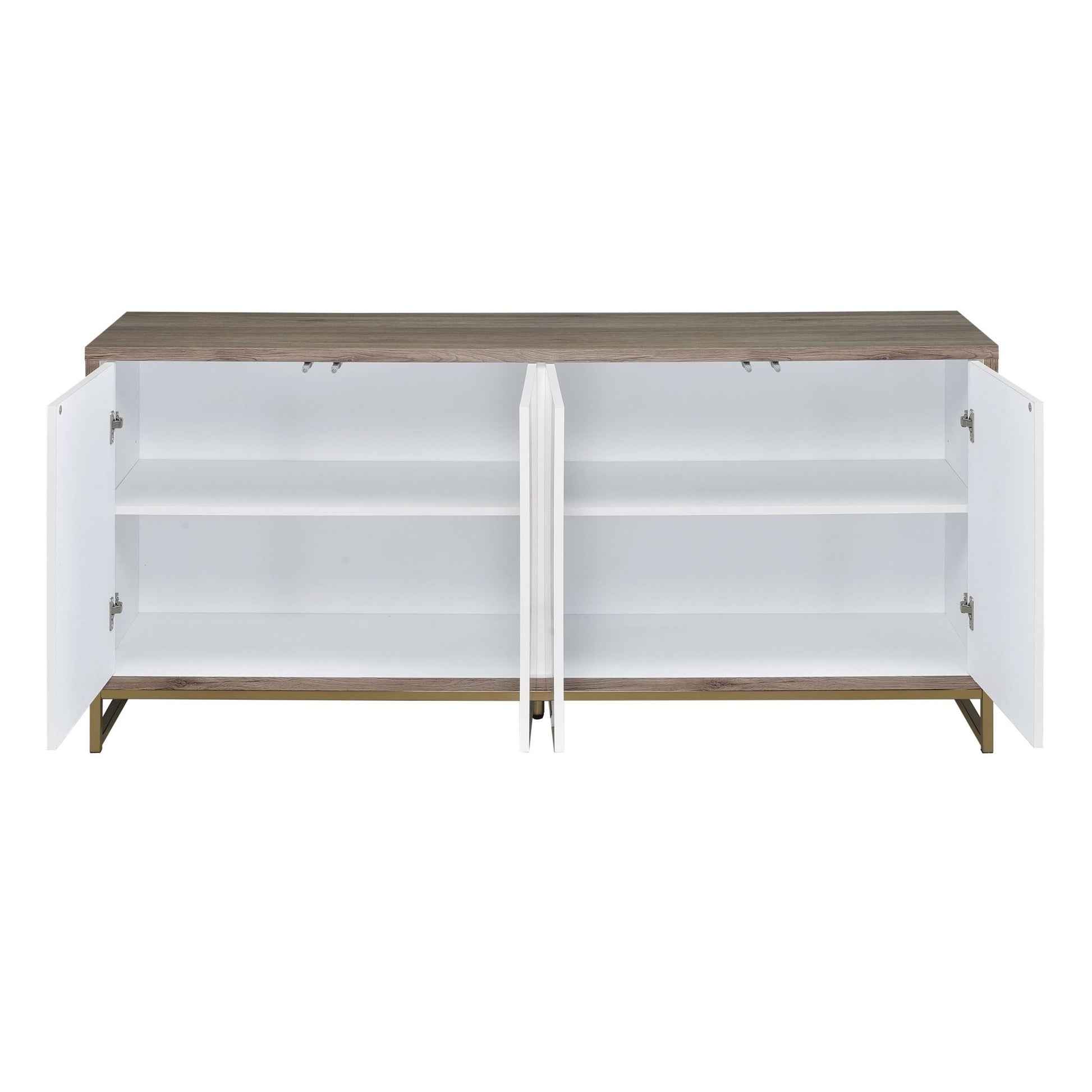 Paavan White Marble Paint Oak & Champagne Finish Console Cabinet - 1st Choice Furniture Direct