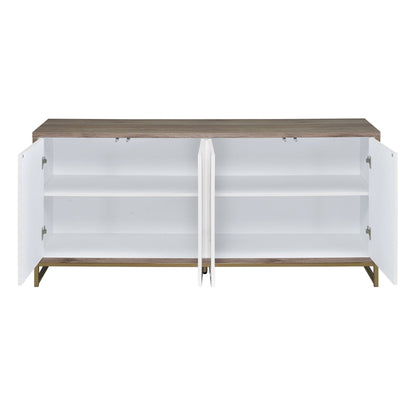 Paavan White Marble Paint Oak & Champagne Finish Console Cabinet - 1st Choice Furniture Direct