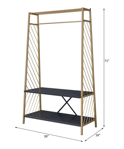 Pahor Gold & Black Finish Hall Tree - 1st Choice Furniture Direct