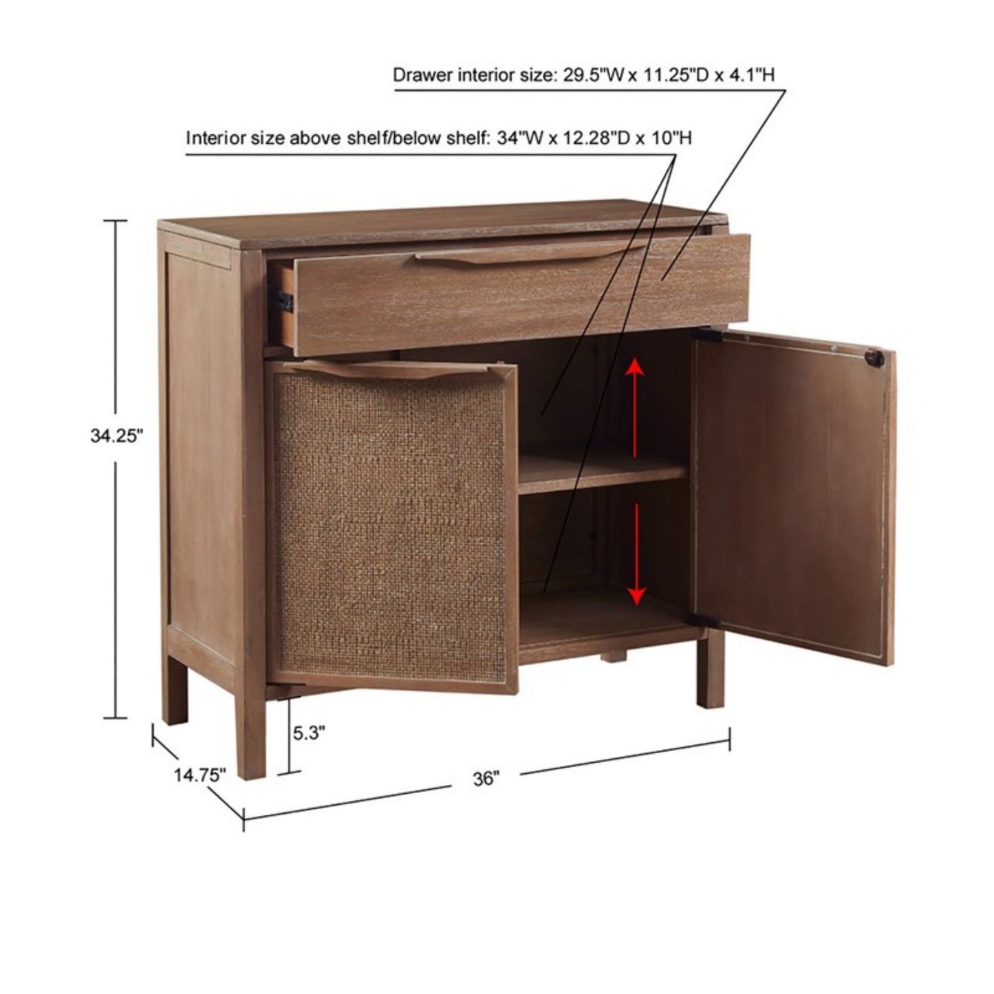 Palisades 2 Door Woven Accent Chest with Cane Webbing and Reclaimed Wood Finish - 1st Choice Furniture Direct
