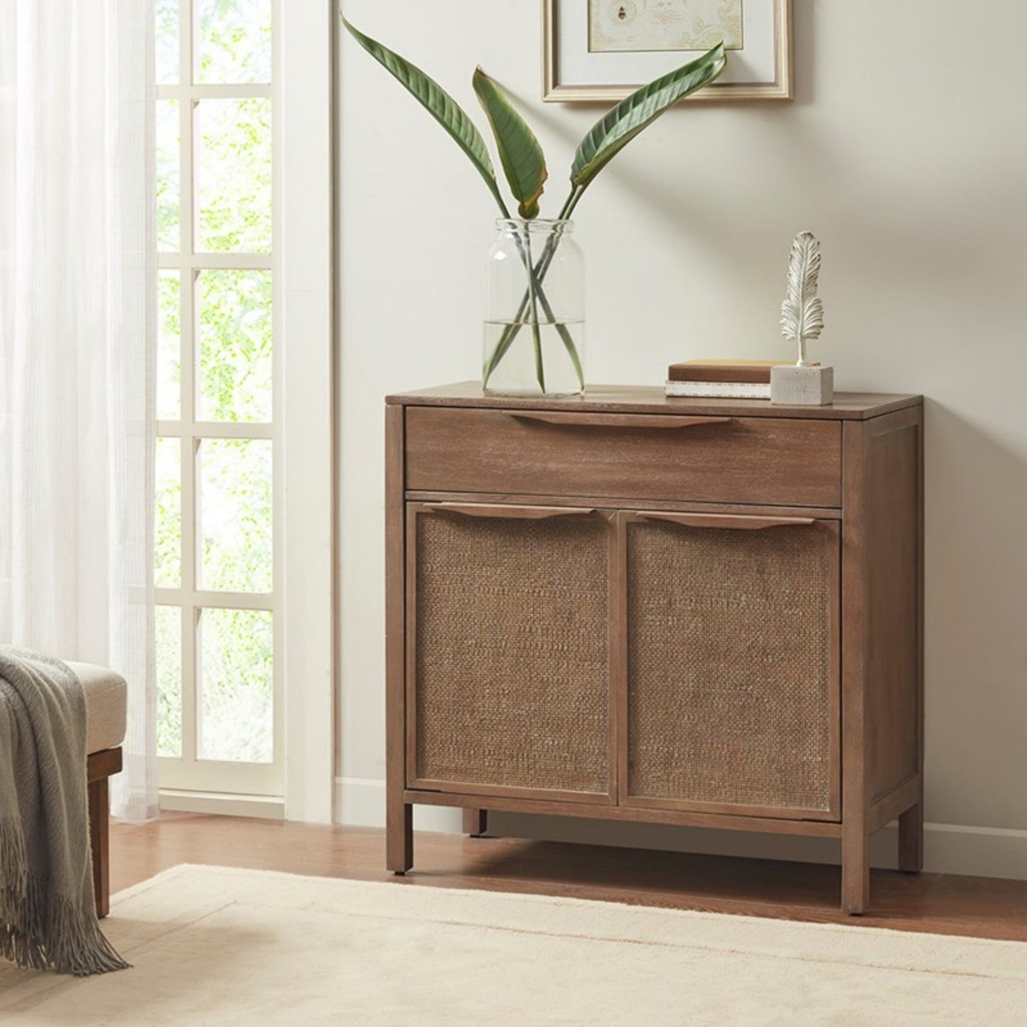 Palisades 2 Door Woven Accent Chest with Cane Webbing and Reclaimed Wood Finish - 1st Choice Furniture Direct