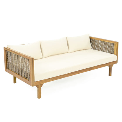 PATIO FURNITRE SETS : CLAREMONT 3 SEATER DAYBED + ACACIA WOOD TABLE - 1st Choice Furniture Direct