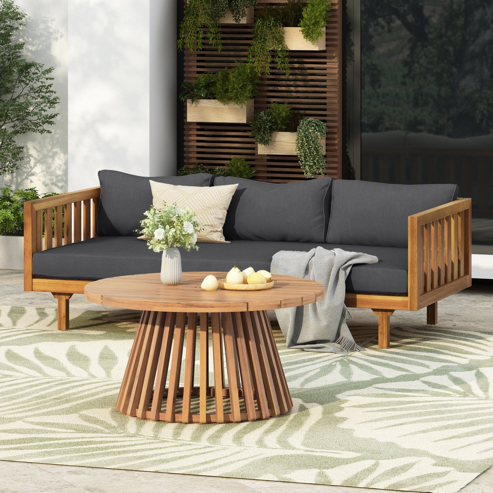 PATIO FURNITRE SETS : CLAREMONT 3 SEATER DAYBED + ACACIA WOOD TABLE - 1st Choice Furniture Direct