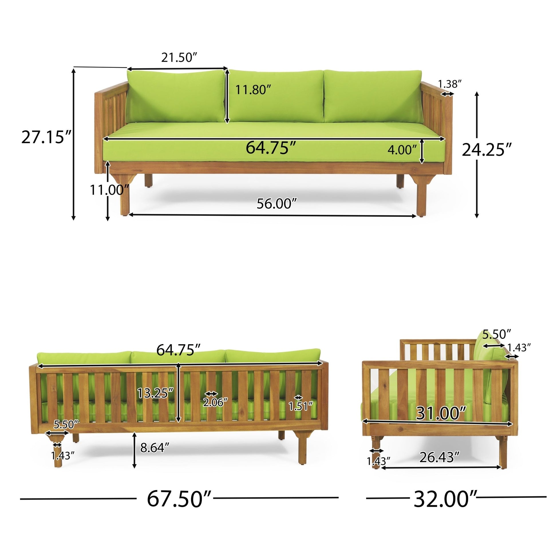 PATIO FURNITRE SETS : CLAREMONT 3 SEATER DAYBED + ACACIA WOOD TABLE - 1st Choice Furniture Direct