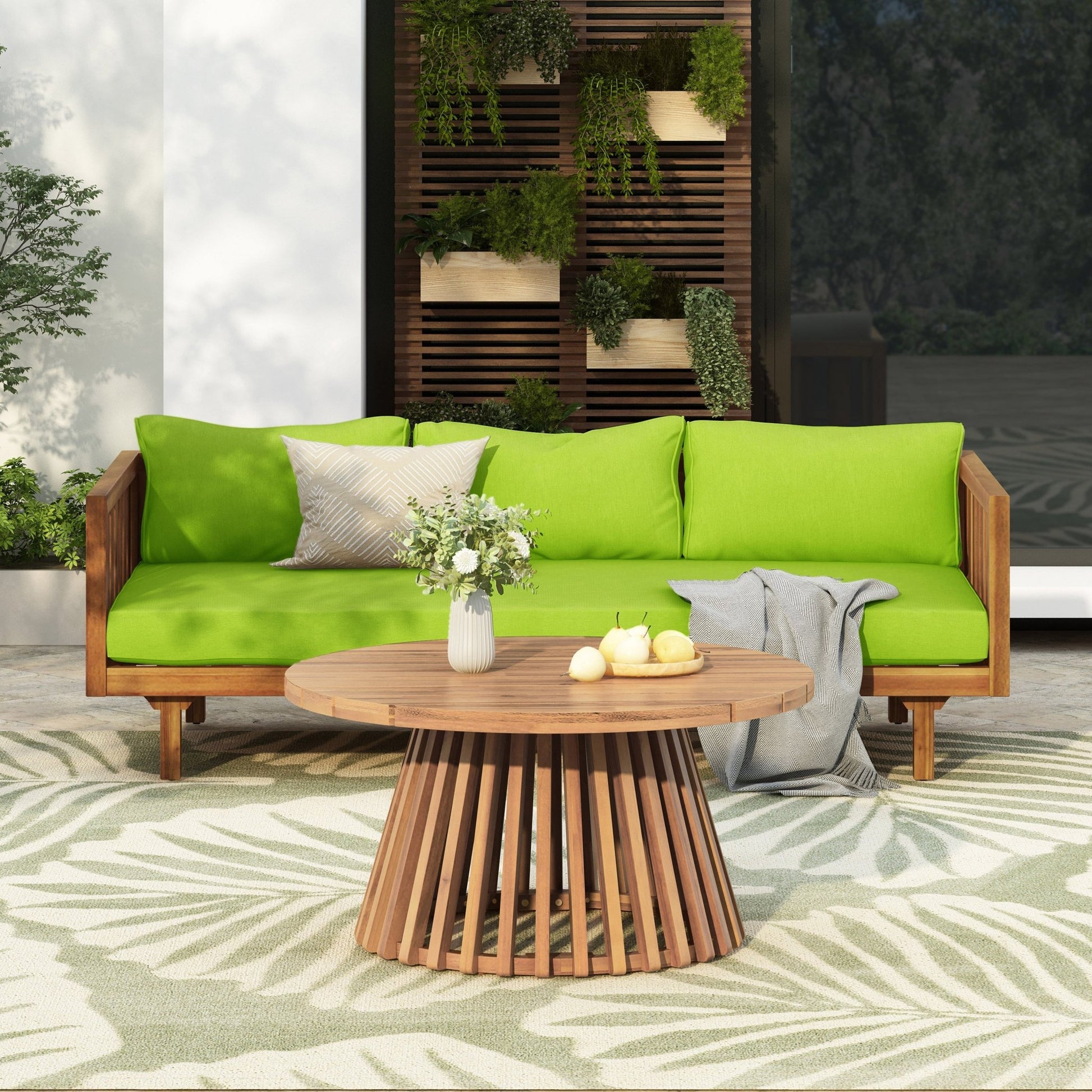 PATIO FURNITRE SETS : CLAREMONT 3 SEATER DAYBED + ACACIA WOOD TABLE - 1st Choice Furniture Direct