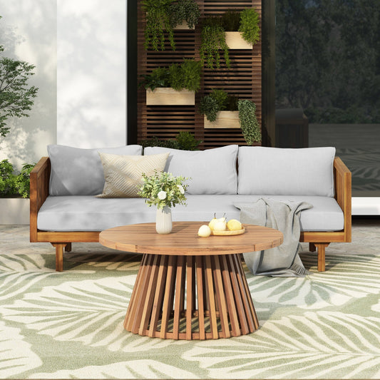 PATIO FURNITRE SETS : CLAREMONT 3 SEATER DAYBED + ACACIA WOOD TABLE - 1st Choice Furniture Direct