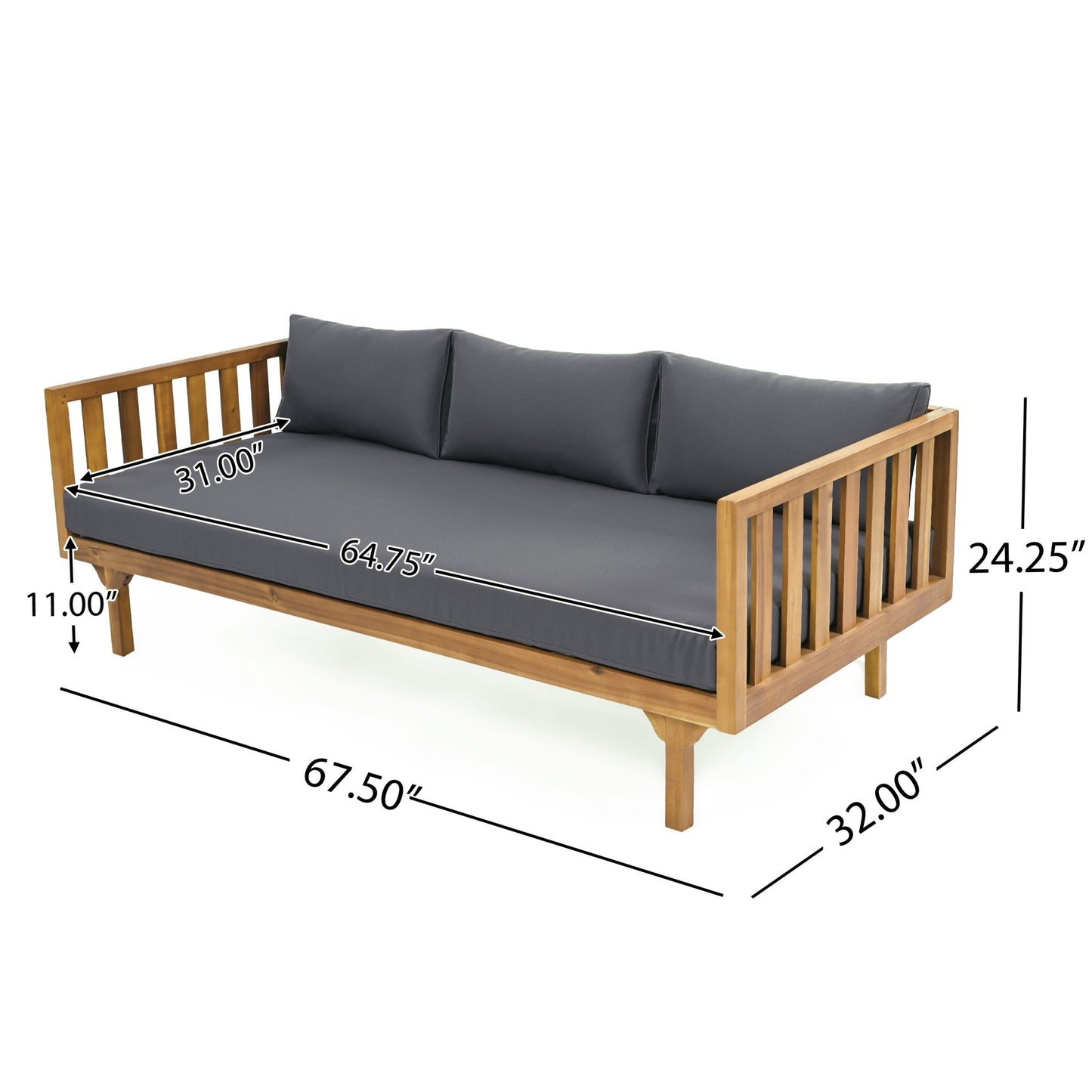 PATIO FURNITRE SETS : CLAREMONT 3 SEATER DAYBED + ACACIA WOOD TABLE - 1st Choice Furniture Direct