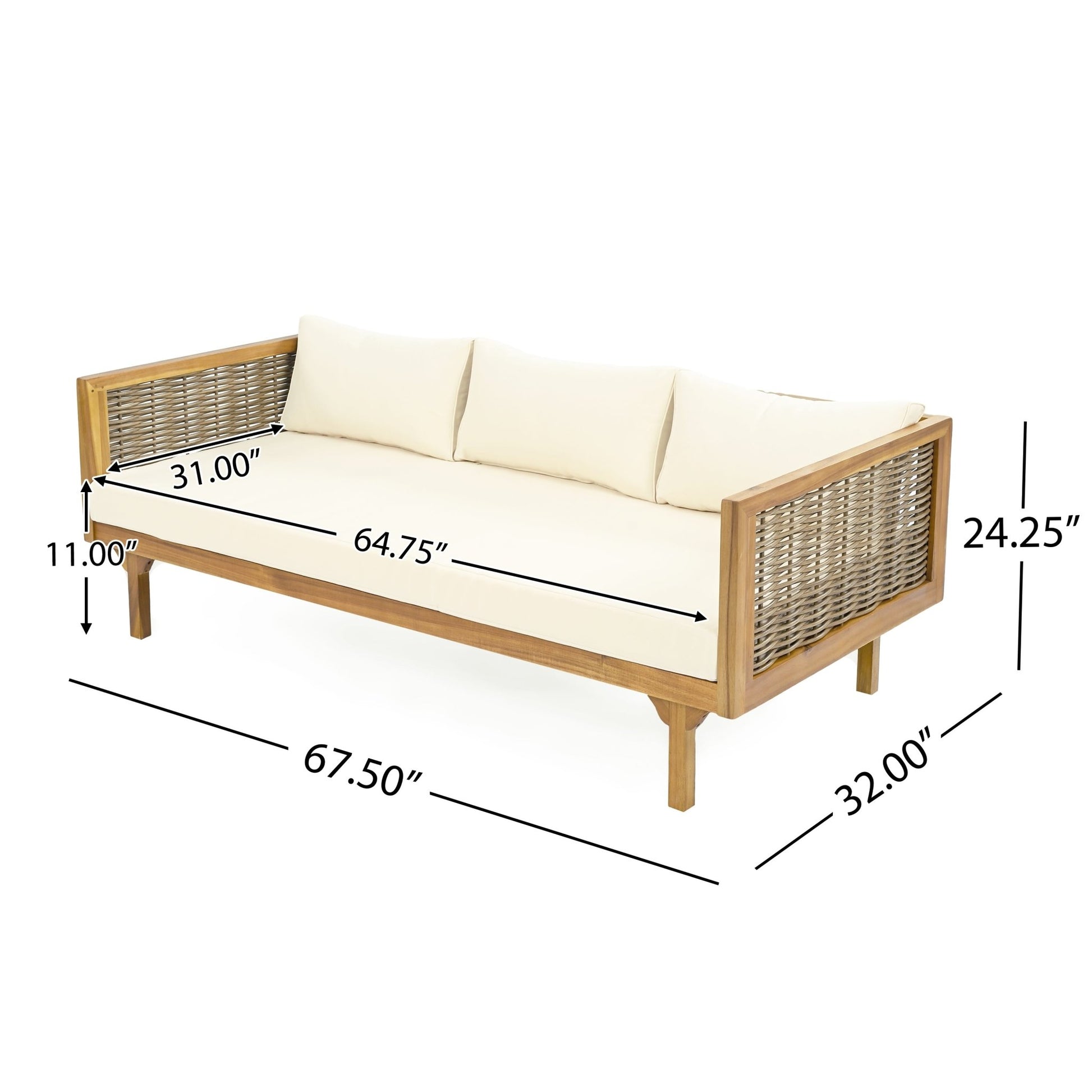 PATIO FURNITRE SETS : CLAREMONT 3 SEATER DAYBED + ACACIA WOOD TABLE - 1st Choice Furniture Direct