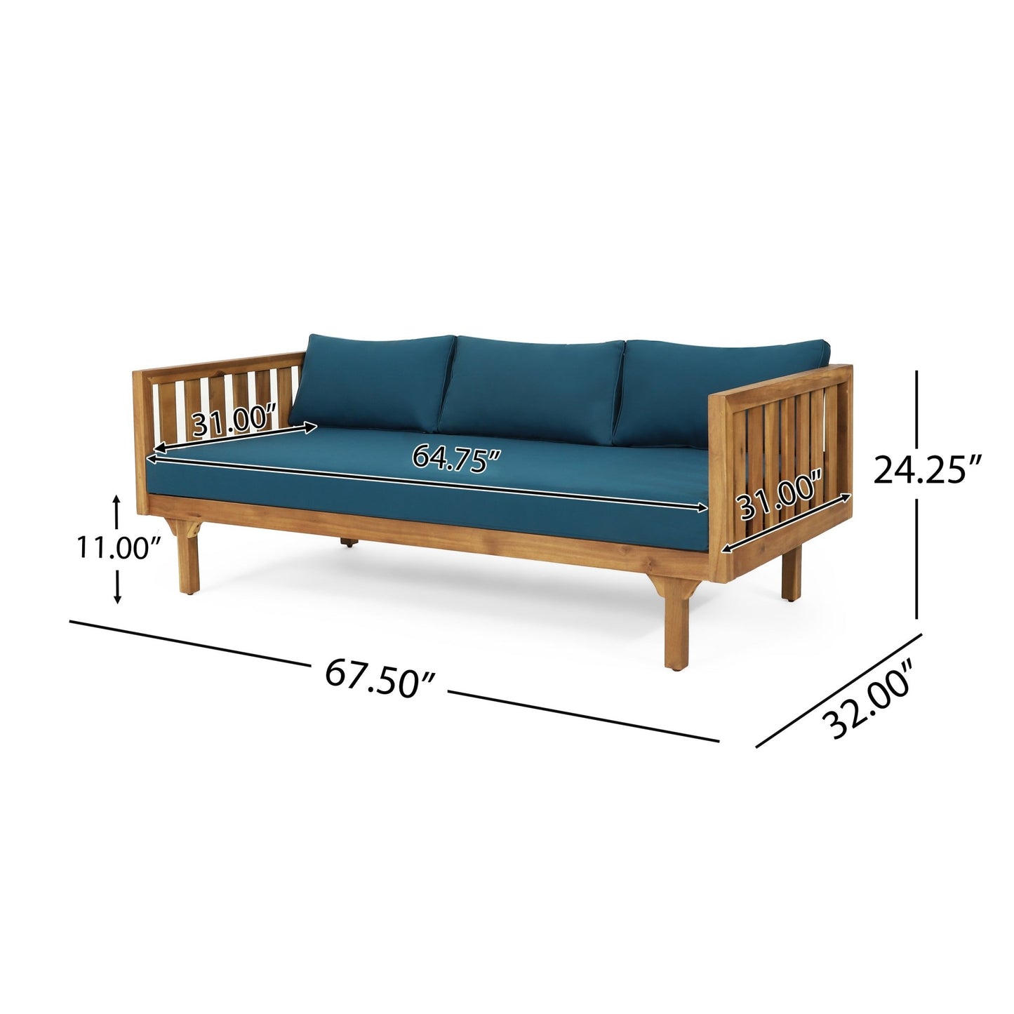 PATIO FURNITRE SETS : CLAREMONT 3 SEATER DAYBED + ACACIA WOOD TABLE - 1st Choice Furniture Direct
