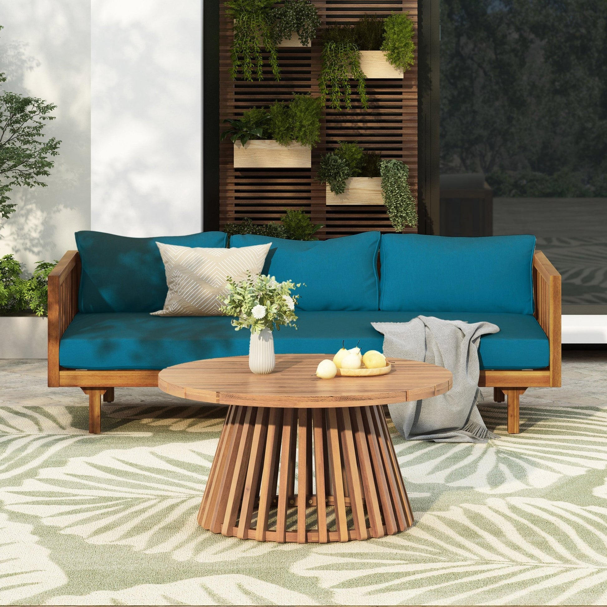 PATIO FURNITRE SETS : CLAREMONT 3 SEATER DAYBED + ACACIA WOOD TABLE - 1st Choice Furniture Direct