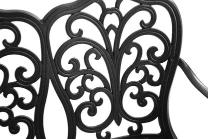 Patio Garden Bench Metal Park Bench Cast Aluminum Outdoor Furniture with Floral Rose for Patio,Park,Lawn,Yard Black - 1st Choice Furniture Direct