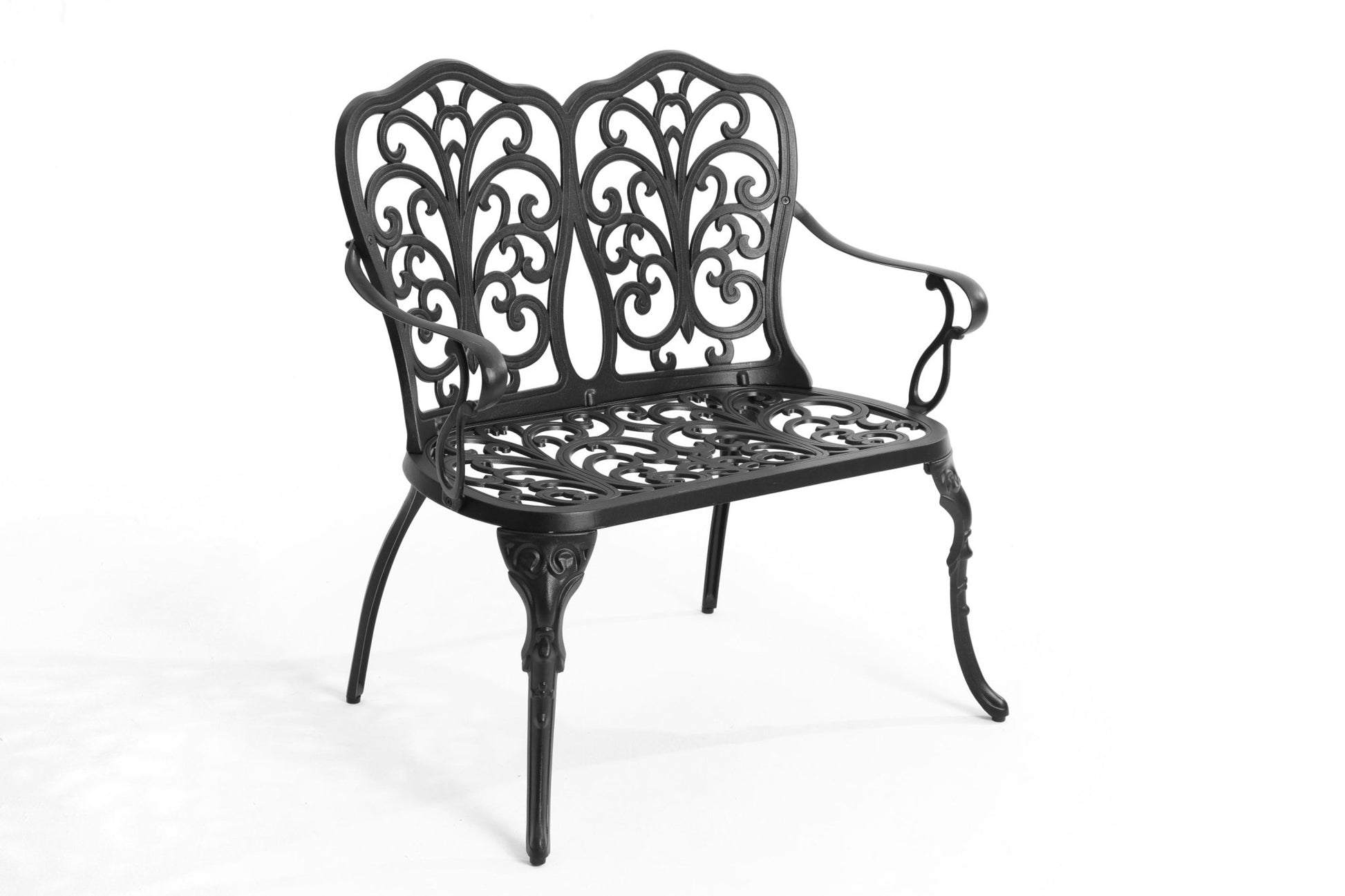 Patio Garden Bench Metal Park Bench Cast Aluminum Outdoor Furniture with Floral Rose for Patio,Park,Lawn,Yard Black - 1st Choice Furniture Direct
