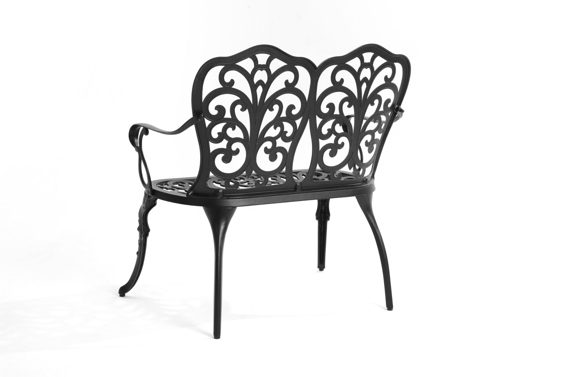 Patio Garden Bench Metal Park Bench Cast Aluminum Outdoor Furniture with Floral Rose for Patio,Park,Lawn,Yard Black - 1st Choice Furniture Direct