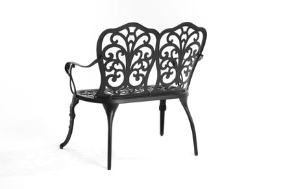 Patio Garden Bench Metal Park Bench Cast Aluminum Outdoor Furniture with Floral Rose for Patio,Park,Lawn,Yard Black - 1st Choice Furniture Direct