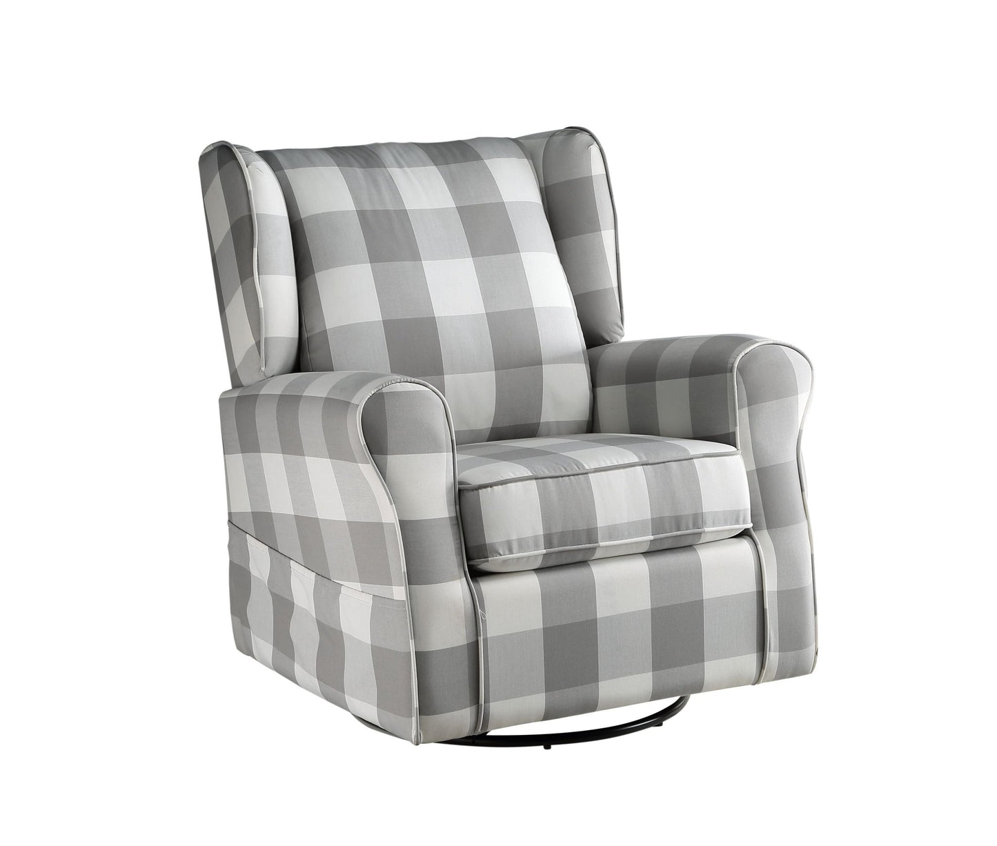 Patli Gray&White Fabric Glider Chair with Swivel - 1st Choice Furniture Direct