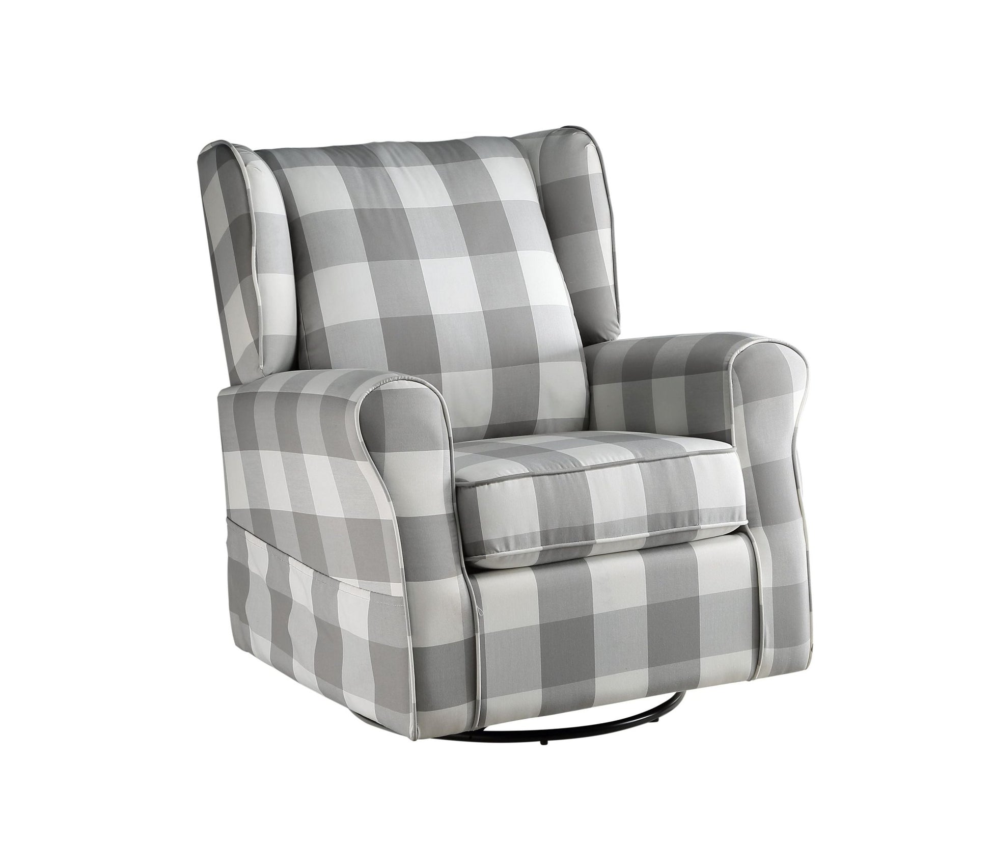 Patli Gray&White Fabric Glider Chair with Swivel - 1st Choice Furniture Direct