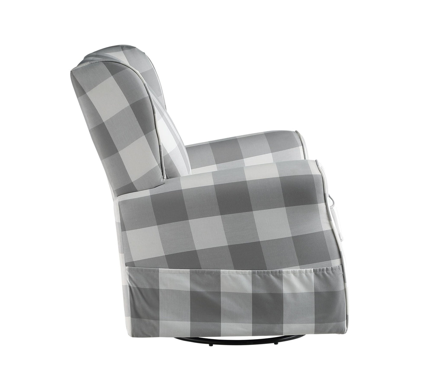 Patli Gray&White Fabric Glider Chair with Swivel - 1st Choice Furniture Direct