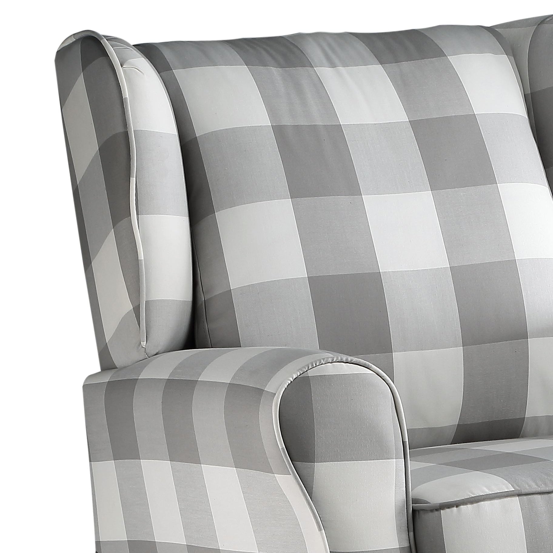 Patli Gray&White Fabric Glider Chair with Swivel - 1st Choice Furniture Direct