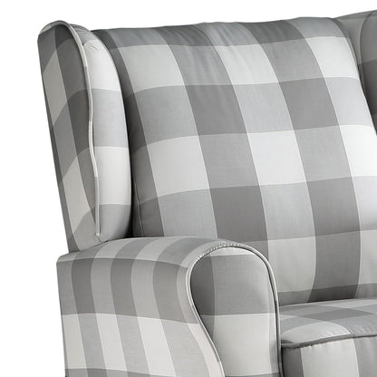 Patli Gray&White Fabric Glider Chair with Swivel - 1st Choice Furniture Direct