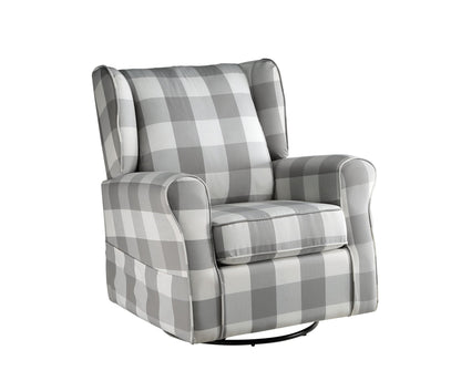 Patli Gray&White Fabric Glider Chair with Swivel - 1st Choice Furniture Direct