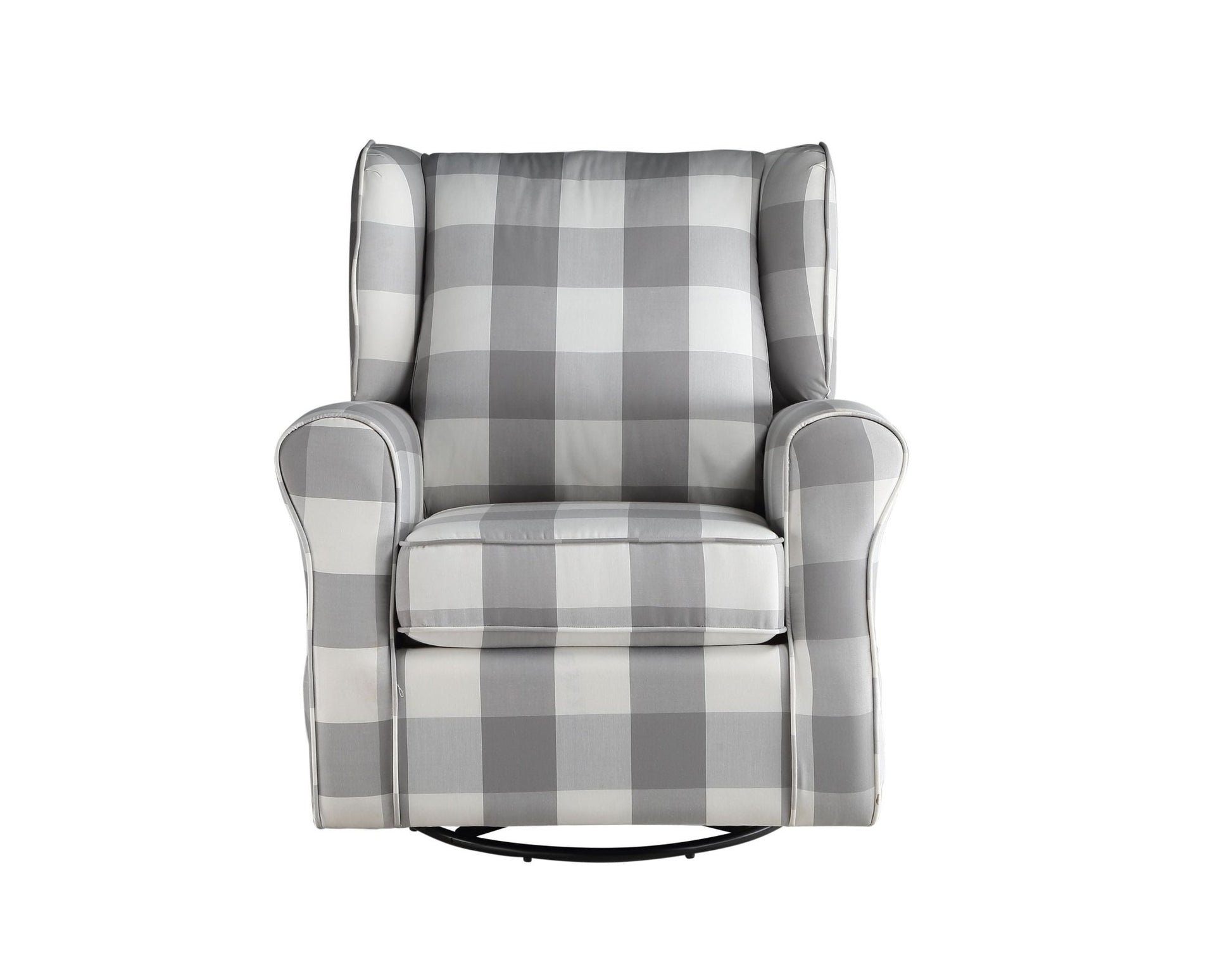 Patli Gray&White Fabric Glider Chair with Swivel - 1st Choice Furniture Direct