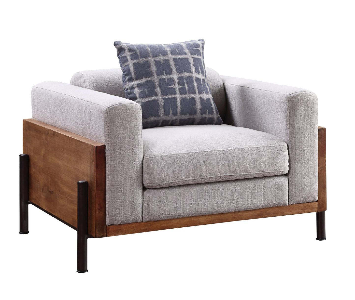 Pelton Fabric & Walnut Finish Chair w/ 1 Toss Pillows - 1st Choice Furniture Direct