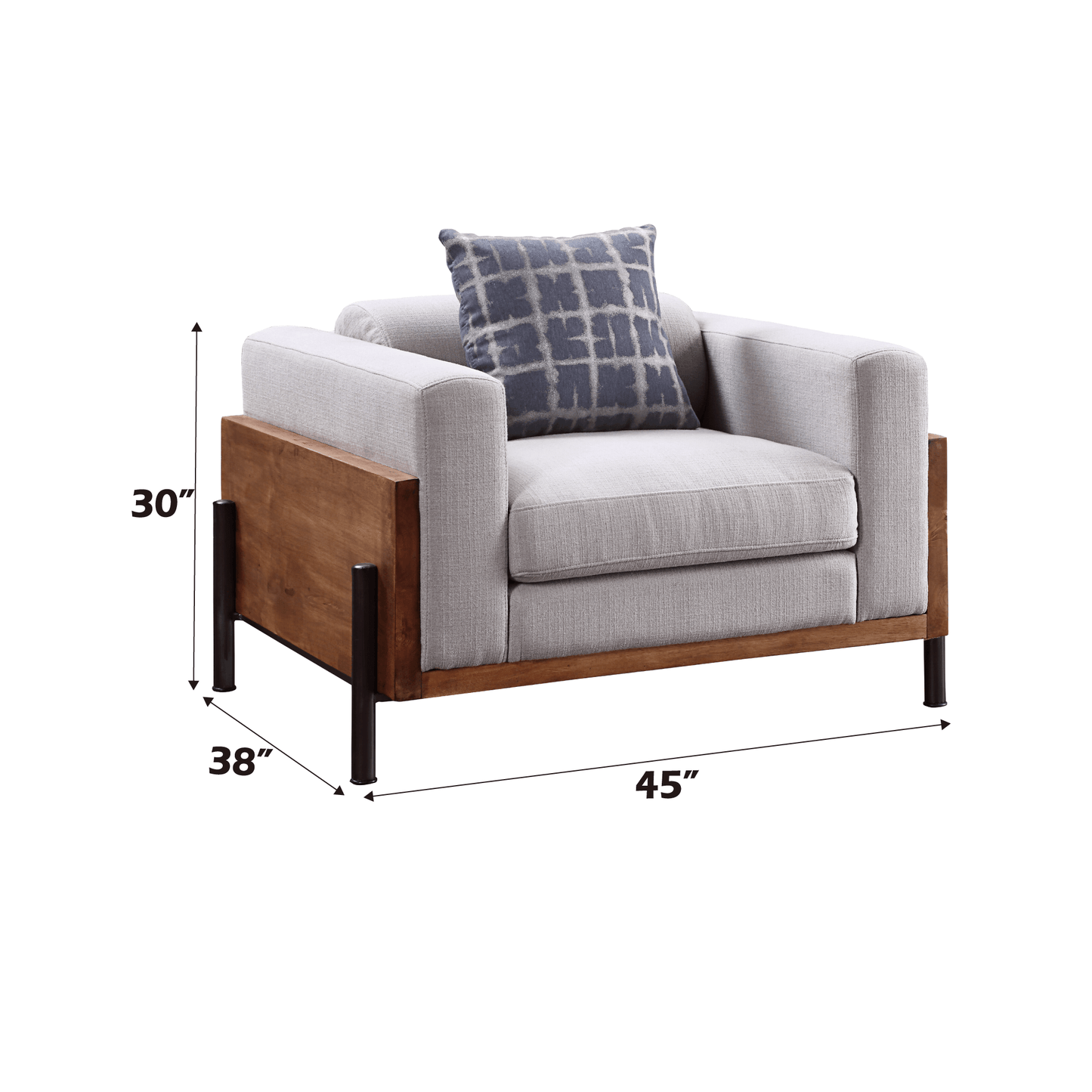Pelton Fabric & Walnut Finish Chair w/ 1 Toss Pillows - 1st Choice Furniture Direct