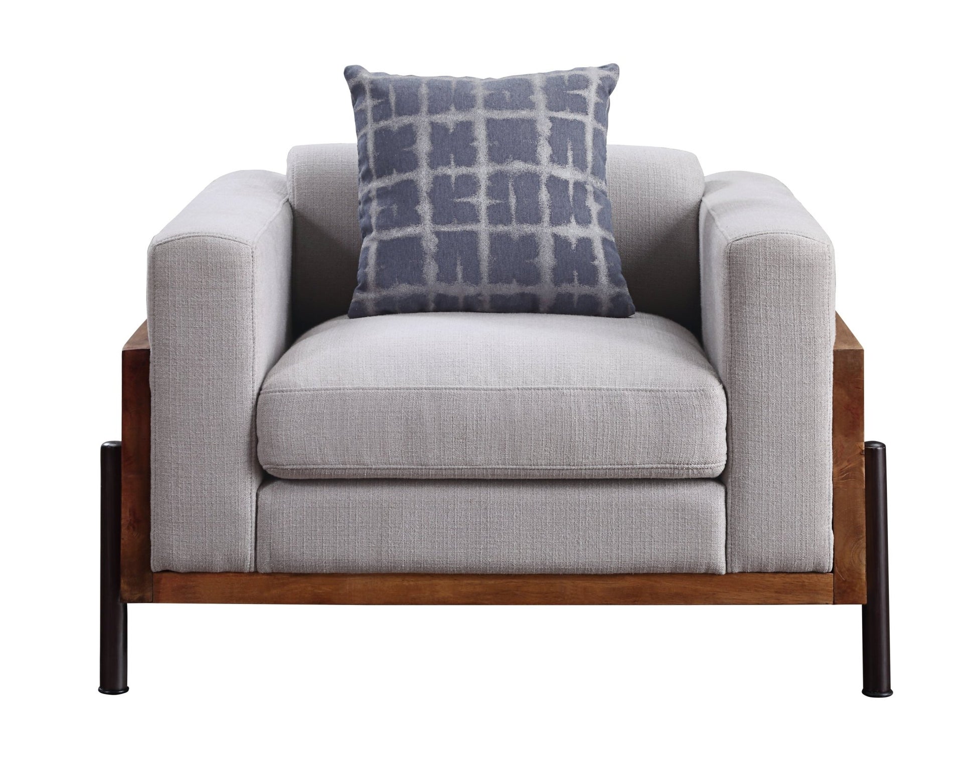 Pelton Fabric & Walnut Finish Chair w/ 1 Toss Pillows - 1st Choice Furniture Direct