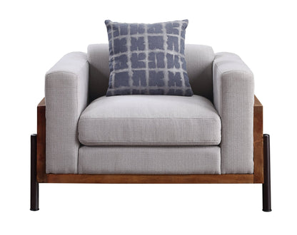 Pelton Fabric & Walnut Finish Chair w/ 1 Toss Pillows - 1st Choice Furniture Direct