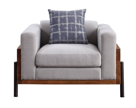 Pelton Fabric & Walnut Finish Chair w/ 1 Toss Pillows - 1st Choice Furniture Direct