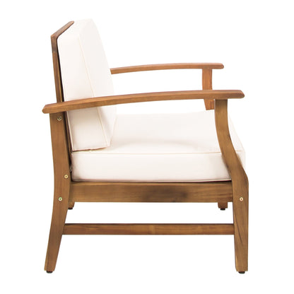 PERLA Contemporary Club Chair with Water - Resistant Cushions in Cream Acacia Wood - 1st Choice Furniture Direct