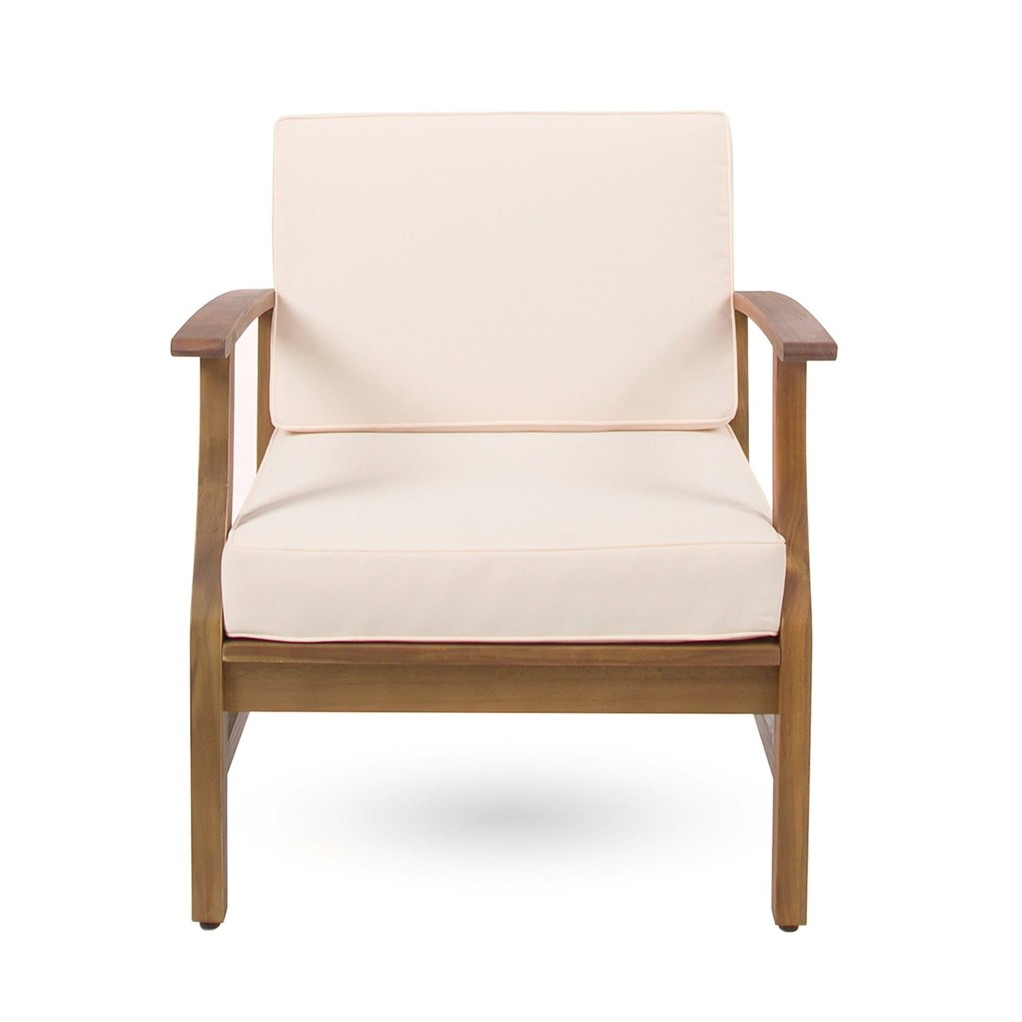 PERLA Contemporary Club Chair with Water - Resistant Cushions in Cream Acacia Wood - 1st Choice Furniture Direct
