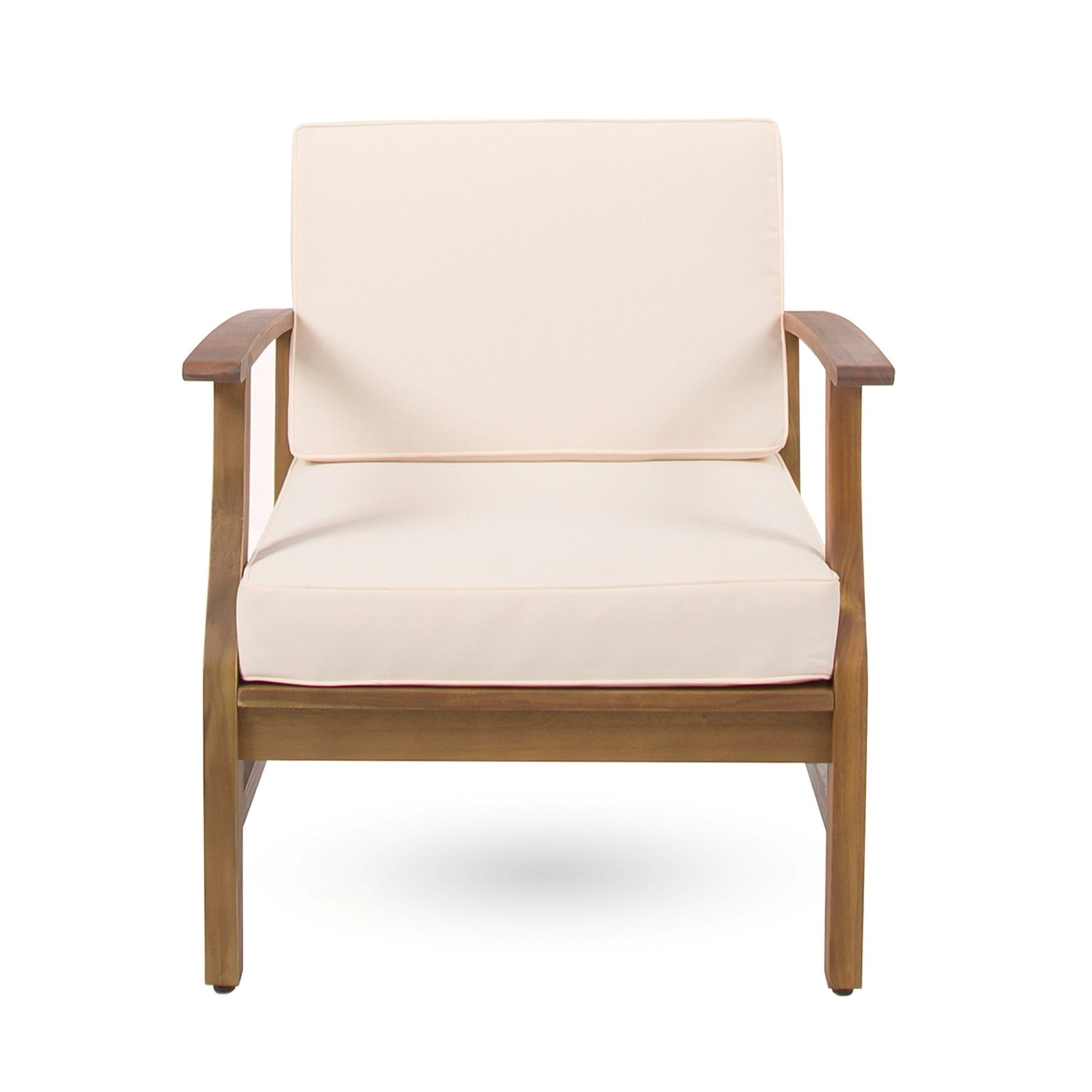 PERLA Contemporary Club Chair with Water - Resistant Cushions in Cream Acacia Wood - 1st Choice Furniture Direct