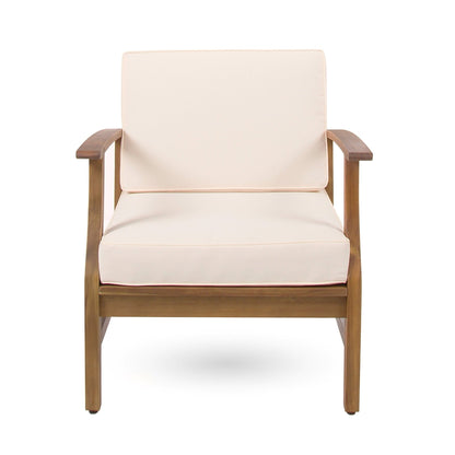 PERLA Contemporary Club Chair with Water - Resistant Cushions in Cream Acacia Wood - 1st Choice Furniture Direct