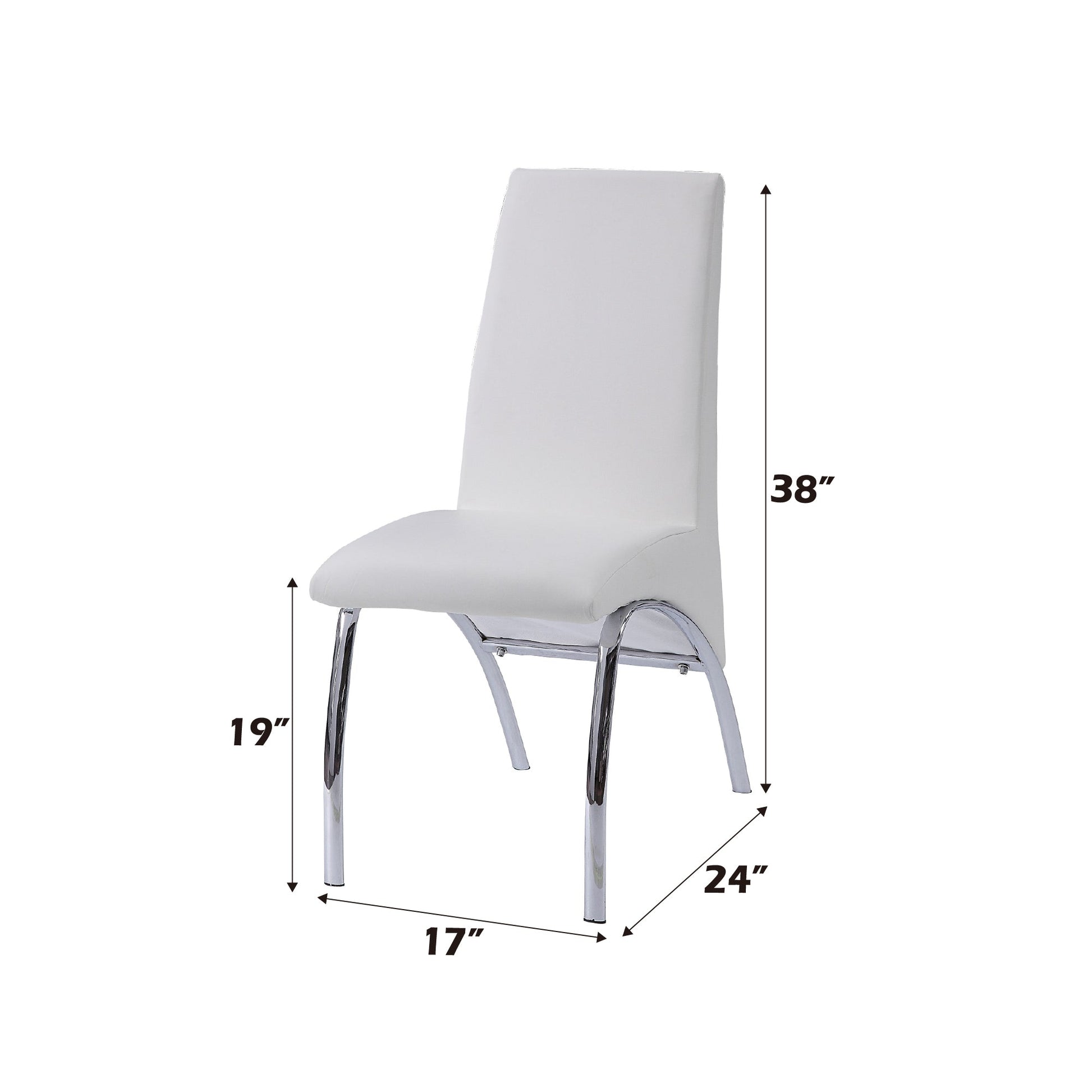 Pervis White Synthetic Leather & Chrome Finish Side Chair (Set of 2) - 1st Choice Furniture Direct