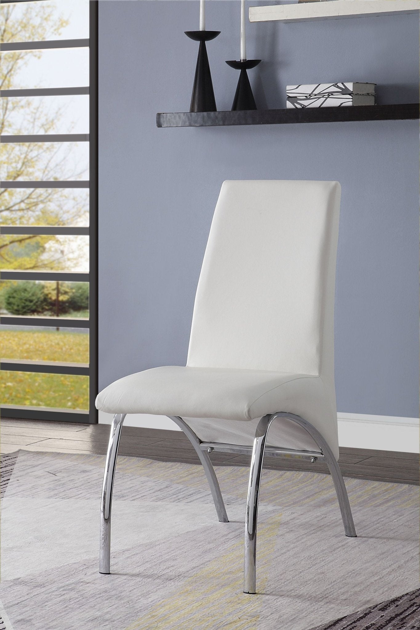 Pervis White Synthetic Leather & Chrome Finish Side Chair (Set of 2) - 1st Choice Furniture Direct